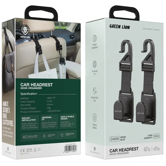 Green Lion Car Headrest Hook Organizer