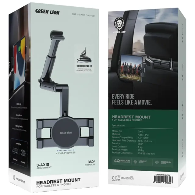 Green Lion Headrest Mount Tablet and Phone Holder